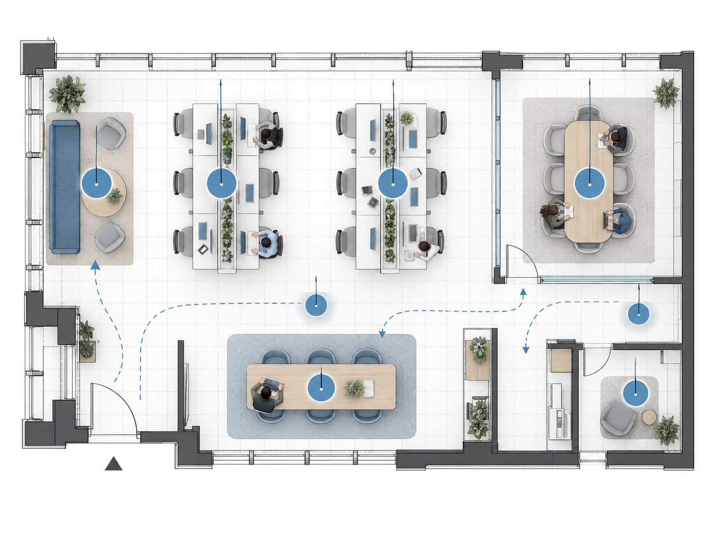 Acoustic Pendant Lighting Layout Based on Activity Zones