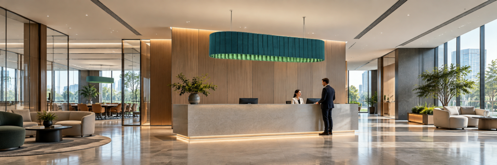 Modern Reception Lobby with Integrated Acoustic Lighting