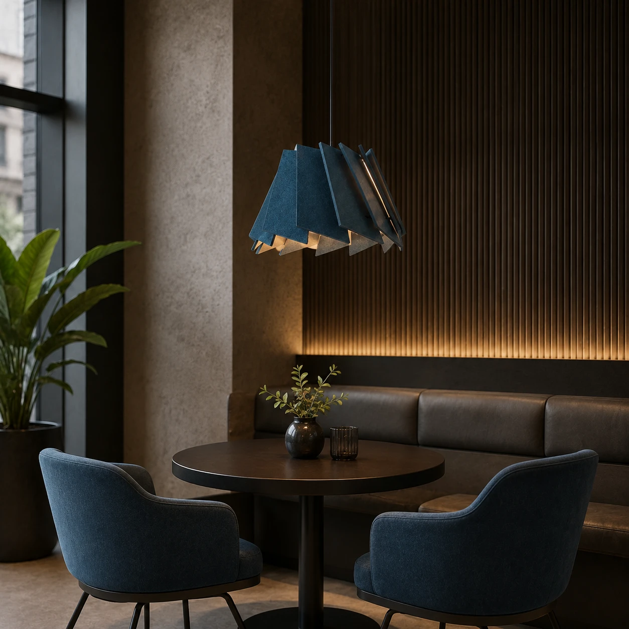 Pleated Cone Acoustic Pendant Light