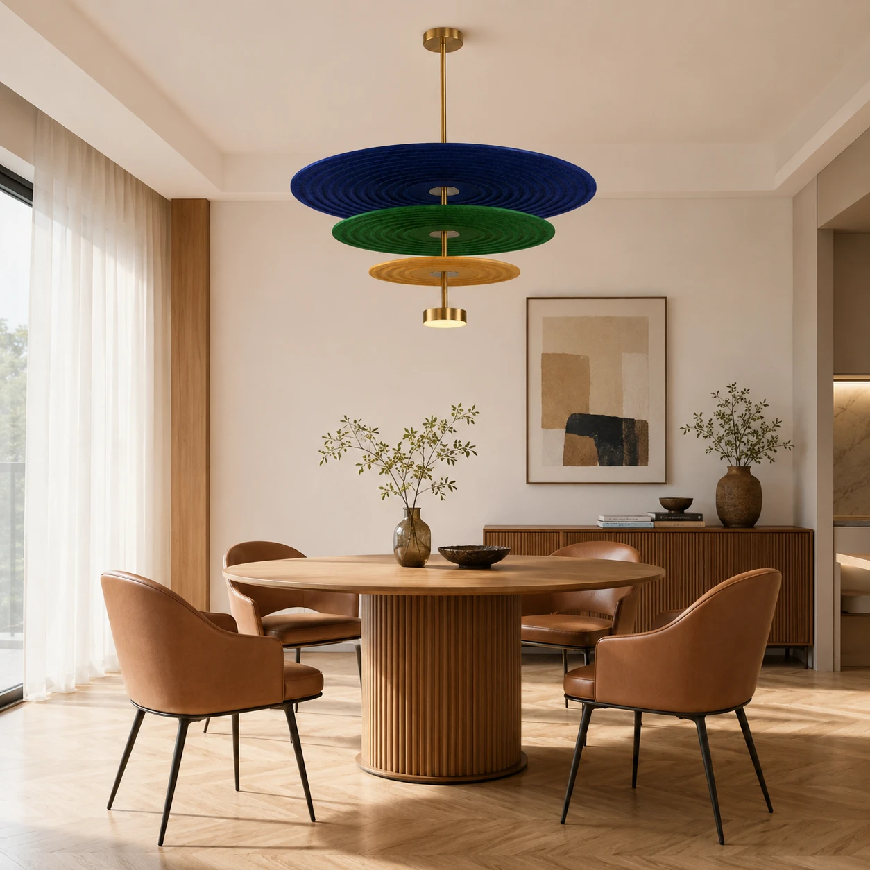 Tiered Disc Sculptural Acoustic Light