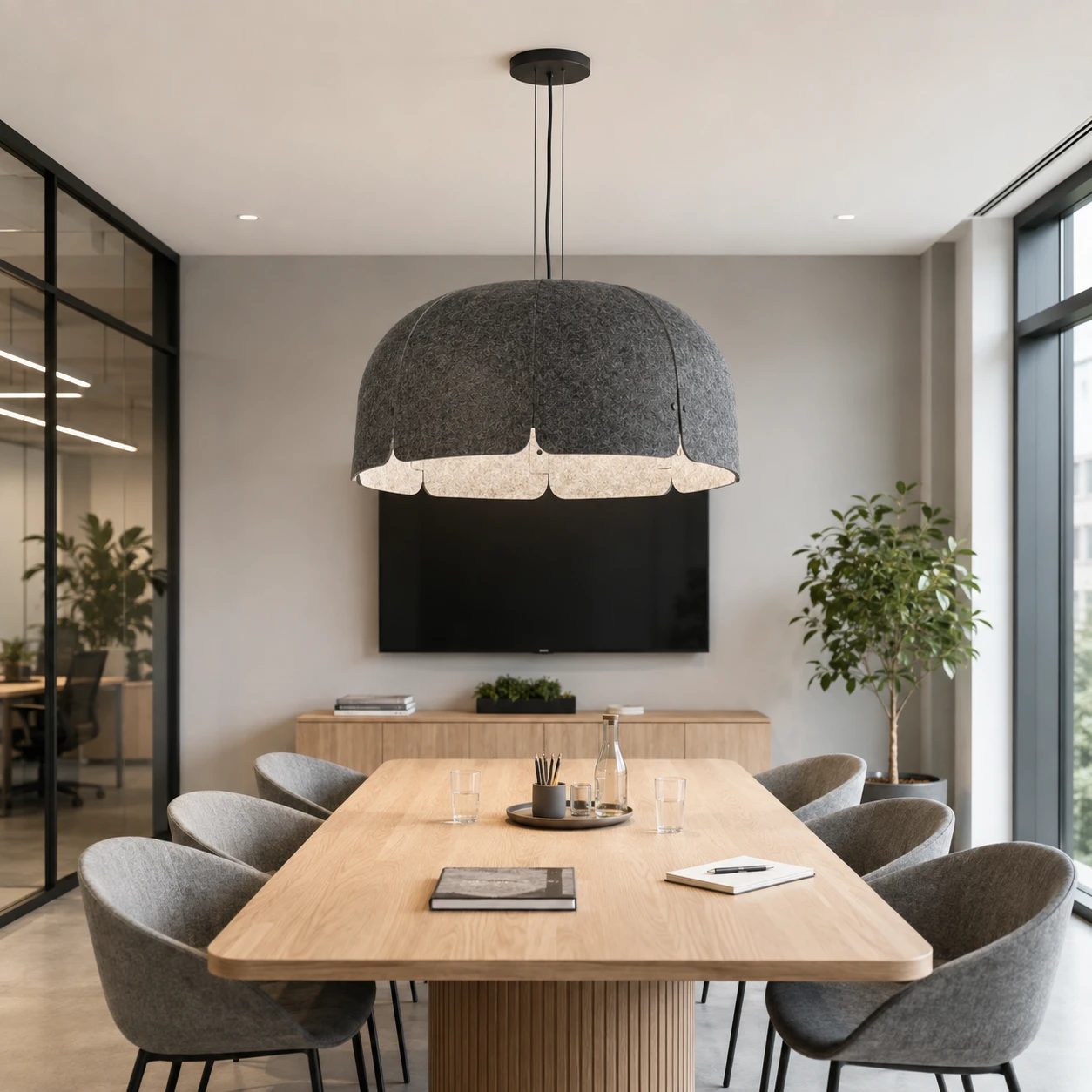 Scalloped Dome Acoustic Pendant Light