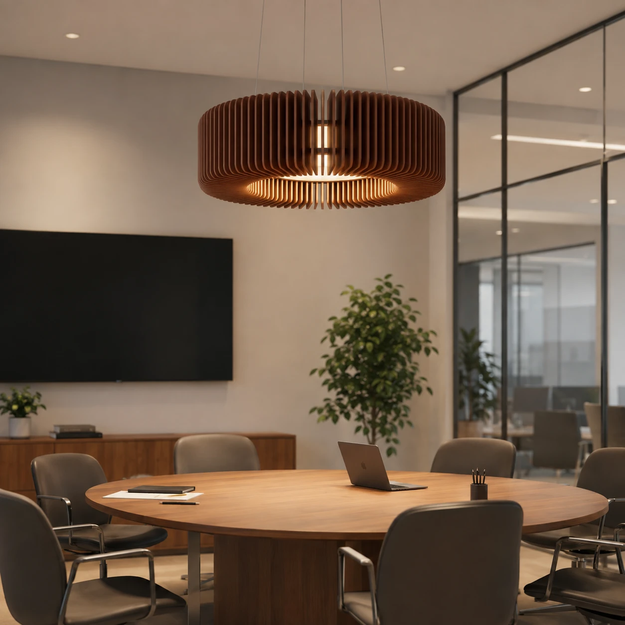 Slatted Drum Sculptural Acoustic Light - Image 2