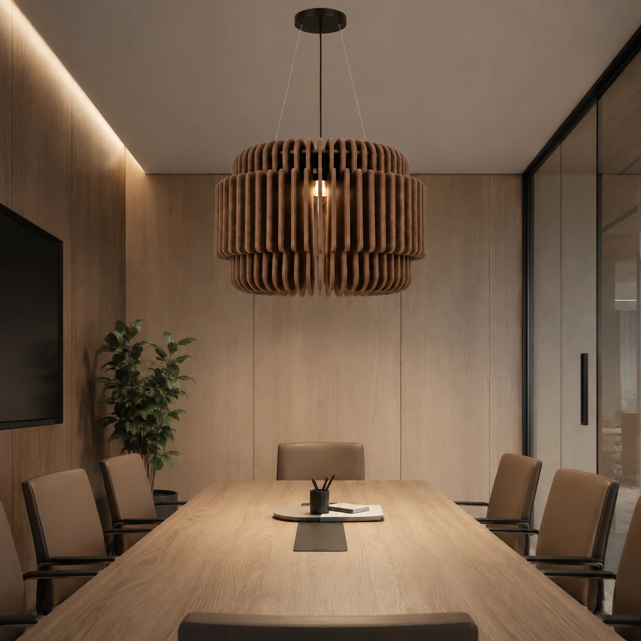 Ribbed Cylinder Acoustic Pendant Light - Image 2