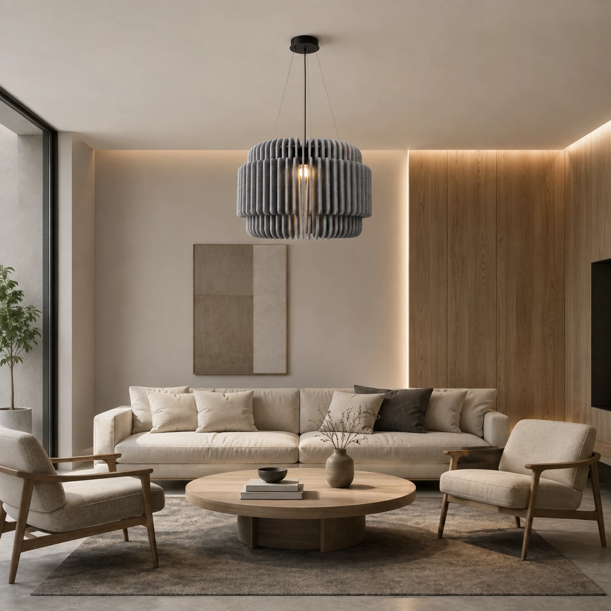 Ribbed Cylinder Acoustic Pendant Light - Image 4